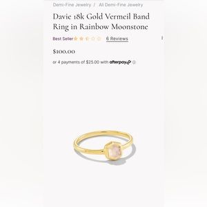 Davie 18k Gold Vermeil Band Ring in Rainbow Moonstone